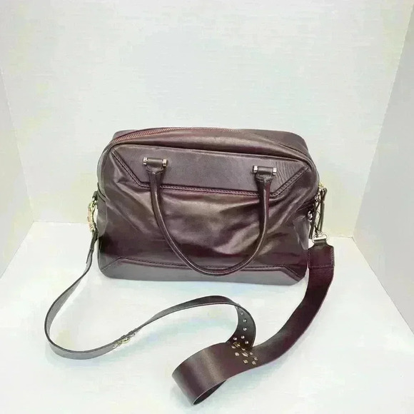 Iacucci Red Leather Handbag  Patch Crossbody strap Italian Satchel - Picture 3 of 13